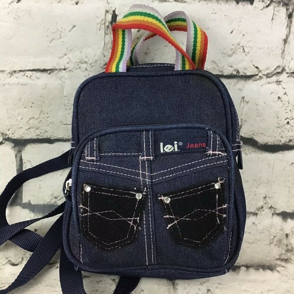 lei Handbags - Vintage L.e.i. Denim Mini Jean Backpack Travel Bag